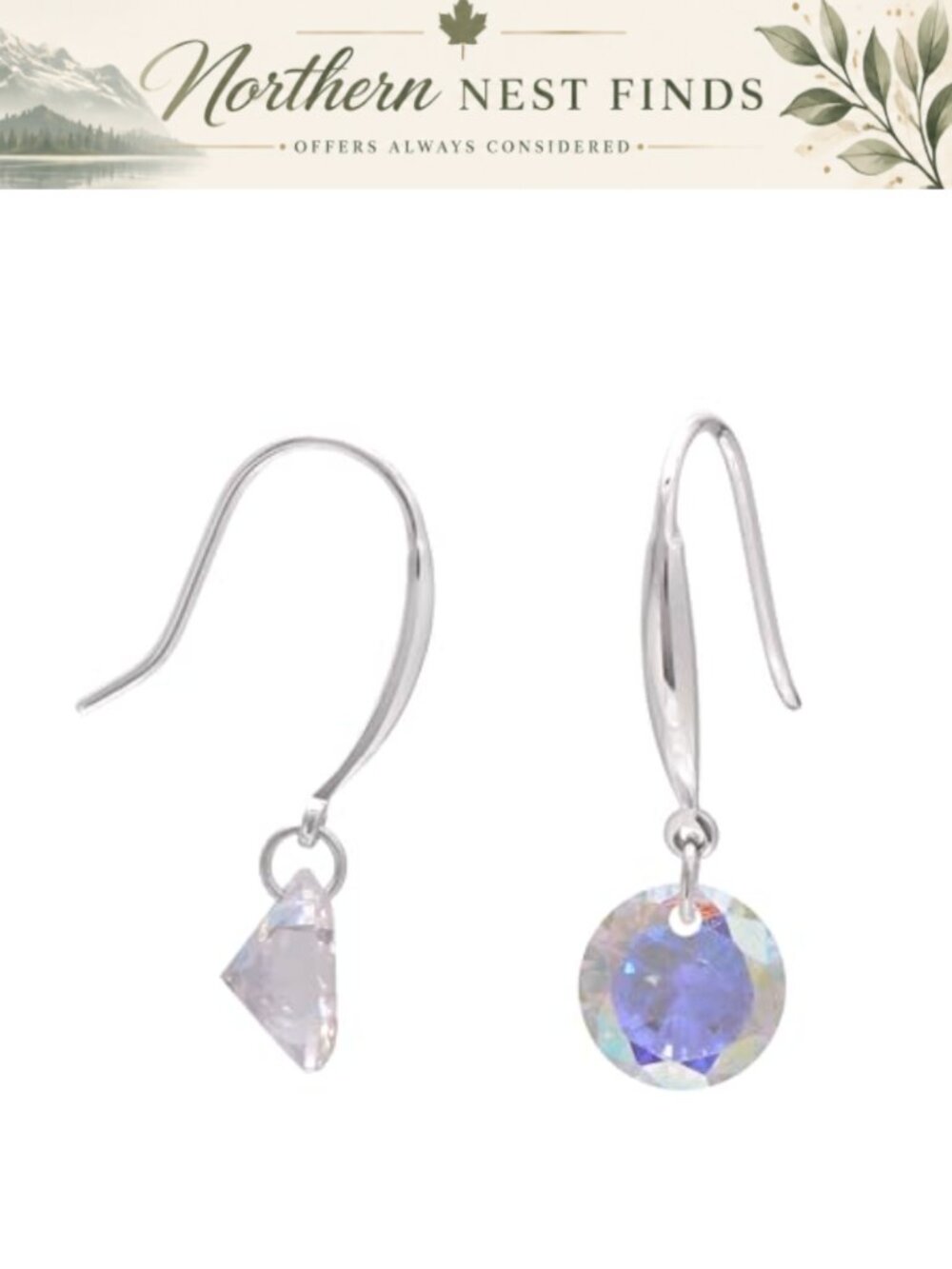 8mm Cubic Zirconia Dangle Earrings Sterling Silver for Women
